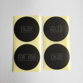 Sticker | enjoy, hello & for you | zwart | 9 stuks