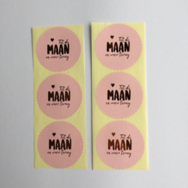 Sticker rond | Tot de maan en weer terug | 10 stuks