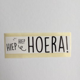 Sticker rechthoek | Hiep Hiep Hoera! | zwart / wit |10 stuks