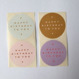 Sticker rond | happy birthday to you mix| 10 stuks