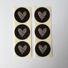 Sticker rond | tijgerprint hartje | 10 stuks