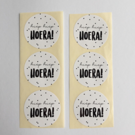 Sticker rond | hiep hiep hoera | 10 stuks