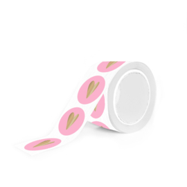 Sticker rond | Hartje pastel roze | 10 stuks