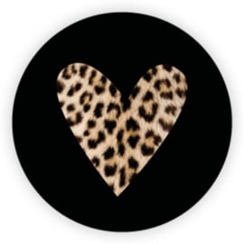 Sticker rond | tijgerprint hartje | 10 stuks