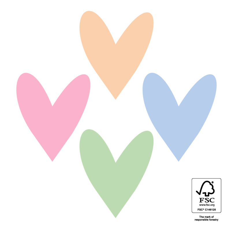 Sticker rond | multi hearts bright | 10 stuks