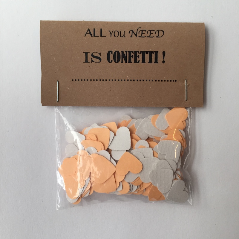 Confetti | zakje | hartjes grijs - zalmroze |