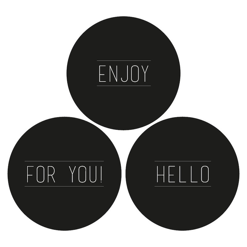 Sticker | enjoy, hello & for you | zwart | 9 stuks